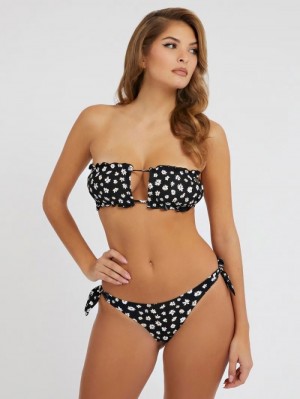 Abajo De Bikini Guess Floral Print Brazilian Mujer Negros | SE-867805