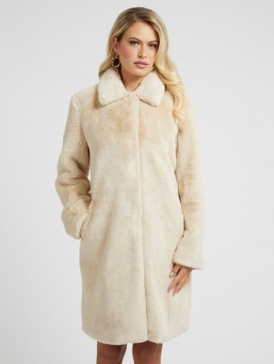 Abrigos Guess Faux Fur Mujer Blancos | SE-049103