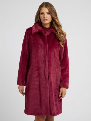 Abrigos Guess Faux Fur Mujer Rojos | SE-338489