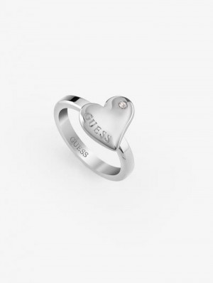 Anillo Guess Fluid Hearts Mujer Plateados | SE-202686