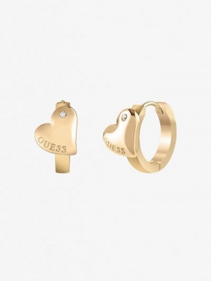 Aretes Guess Fluid Hearts Mujer Dorados | SE-913629