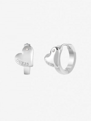 Aretes Guess Fluid Hearts Mujer Plateados | SE-809651