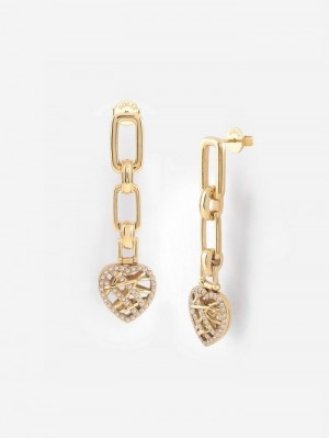 Aretes Guess Heart Cage Mujer Dorados | SE-587653