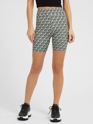 Biker Shorts Guess All Over G Cube Logo Biker Mujer Verdes | SE-353031