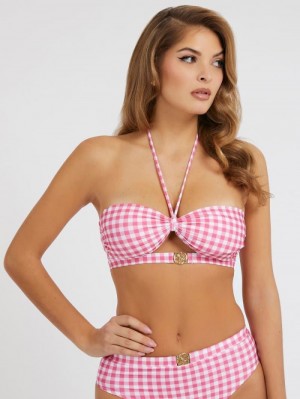 Bikini Bra Guess All Over Print Bandeau Mujer Rosas | SE-199639