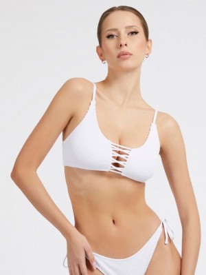 Bikini Bra Guess Crinkle Bralette Mujer Blancos | SE-150197