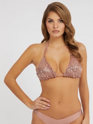 Bikini Bra Guess Sequins Triangle Mujer Naranjas Oscuro | SE-337277