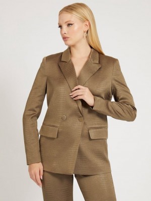 Blazers Guess Croco Satin Mujer Marrom | SE-550699