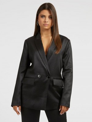 Blazers Guess Croco Satin Mujer Negros | SE-954802