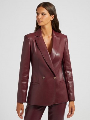 Blazers Guess Faux Leather Mujer Vino | SE-080964