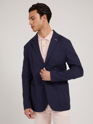 Blazers Guess Linen Blend Hombre Azules | SE-705426