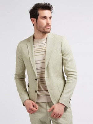 Blazers Guess Marciano Linen Blend Hombre Verdes | SE-114798