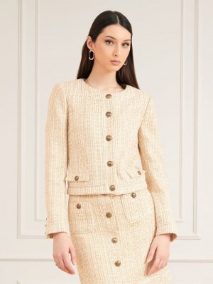 Blazers Guess Marciano Tweed Mujer Beige | SE-675736