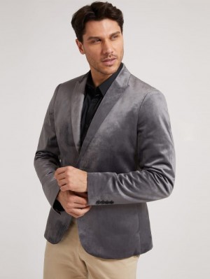 Blazers Guess Velvet Hombre Grises | SE-882044