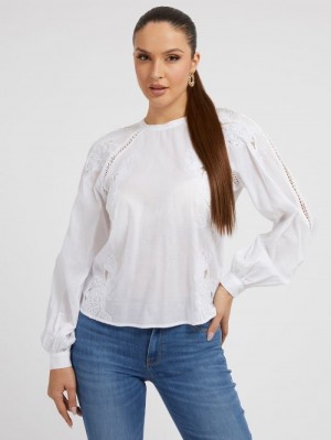 Blusa Guess Embroidered Mujer Blancos | SE-614778