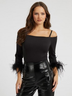 Body Guess Feather Cuff Body Mujer Negros | SE-307289