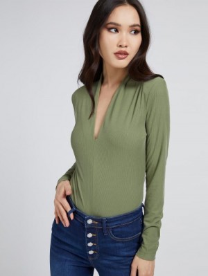 Body Guess V-neck Body Mujer Verdes | SE-275976