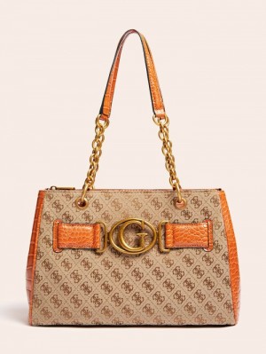 Bolsa De Hombro Guess Aviana 4g Logo Mujer Marrom | SE-625467