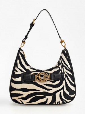 Bolsa De Hombro Guess Aviana Genuine Leather Mujer Animalier | SE-194500