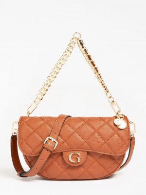 Bolsa De Hombro Guess Gillian Quilted Mujer Marrom | SE-965336