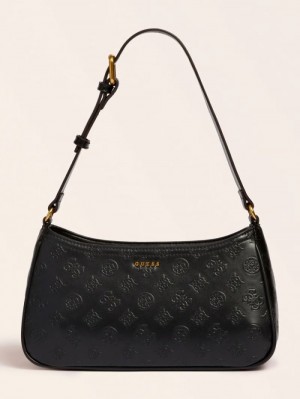 Bolsa De Hombro Guess Kimi 4g Peony Logo Mujer Negros | SE-118938