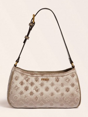 Bolsa De Hombro Guess Kimi Velvet Mujer Grises | SE-004046