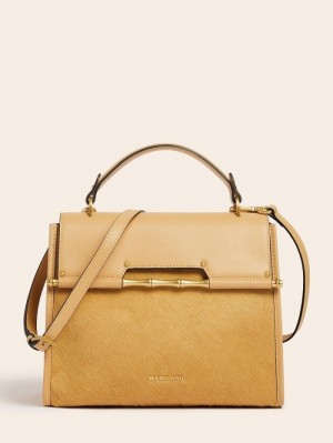 Bolsa de Mano Guess Alia Real Leather Mujer Beige | SE-227155