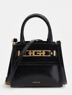 Bolsa de Mano Guess Cristina Real Leather Mini Mujer Negros | SE-331800