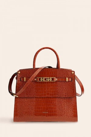 Bolsa de Mano Guess Cristina Real Leather Mujer Marrom |