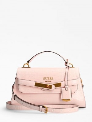 Bolsa de Mano Guess Enisa Croc Print Mujer Rosas | SE-275359