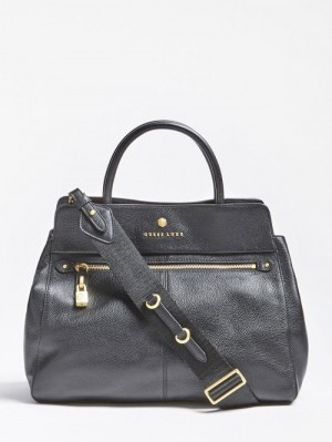 Bolsa de Mano Guess Eve Real Leather Mujer Negros | SE-997199