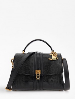 Bolsa de Mano Guess Ginevra Python-print Mini Mujer Negros | SE-564455