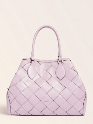 Bolsa de Mano Guess Giorgia Large Luxe Real Leather Mujer Lilac | SE-686699