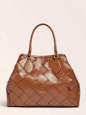 Bolsa de Mano Guess Giorgia Large Luxe Real Leather Mujer Marrom | SE-145805