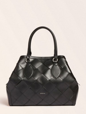 Bolsa de Mano Guess Giorgia Luxe Real Leather Mujer Negros | SE-532428