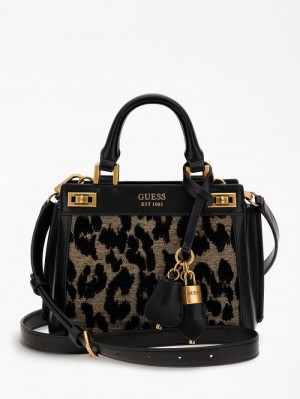 Bolsa de Mano Guess Katey Animalier Mini Mujer Negros | SE-951700