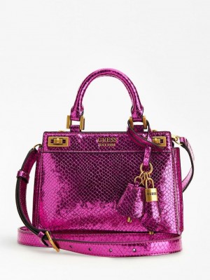 Bolsa de Mano Guess Katey Python Mini Mujer Fucsia | SE-727848