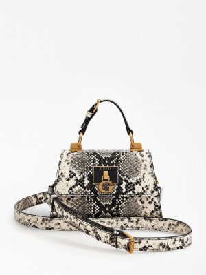 Bolsa de Mano Guess Katey Python Print Mini Mujer Negros | SE-687457