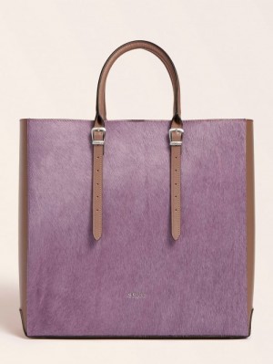 Bolsa de Mano Guess Lady Luxe Real Leather Mujer Lilac | SE-247326