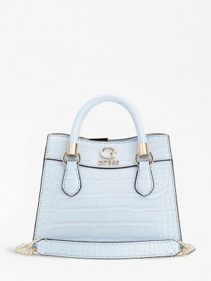 Bolsa de Mano Guess Nell Croc-print Mini Mujer Azules Claro |