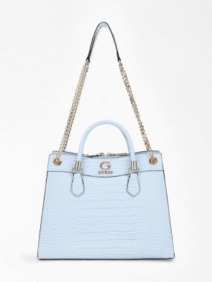 Bolsa de Mano Guess Nell Croc-print Mujer Azules Claro | SE-452918