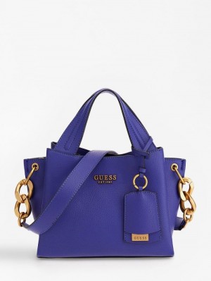 Bolsa de Mano Guess Nell Logo-charm Mujer Azules | SE-182710