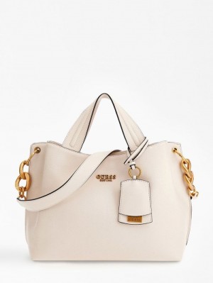 Bolsa de Mano Guess Nell Logo-charm Mujer Blancos | SE-390593