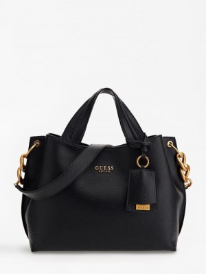 Bolsa de Mano Guess Nell Logo-charm Mujer Negros | SE-967770