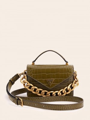 Bolsa de Mano Guess Retour Croc Print Micro Mujer Verdes | SE-070909