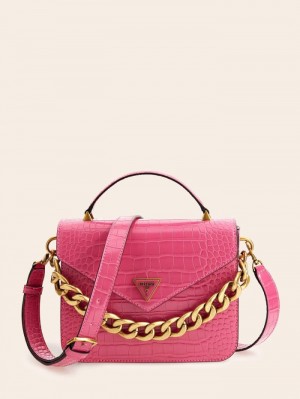 Bolsa de Mano Guess Retour Croc Print Mini Mujer Rosas |