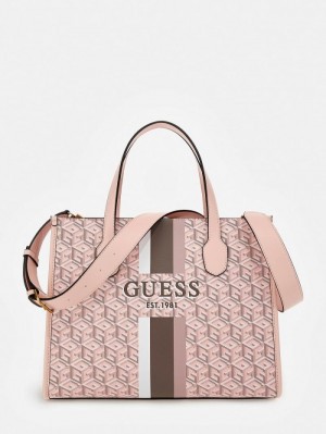 Bolsa de Mano Guess Silvana G Cube Logo Mujer Blancos | SE-162197