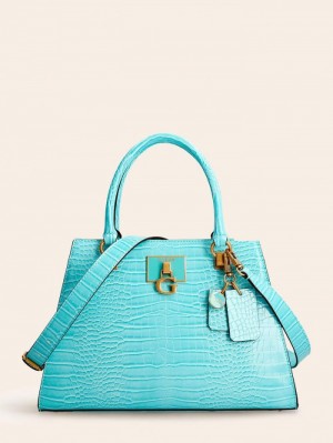 Bolsa de Mano Guess Stephi Croc Print Mujer Azules Claro | SE-796470