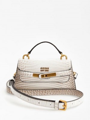 Bolsa de Mano Guess Tullia Croc Print Micro Mujer Blancos | SE-542398