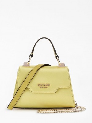 Bolsa de Mano Guess Velina Satin Mini Mujer Amarillos | SE-174964